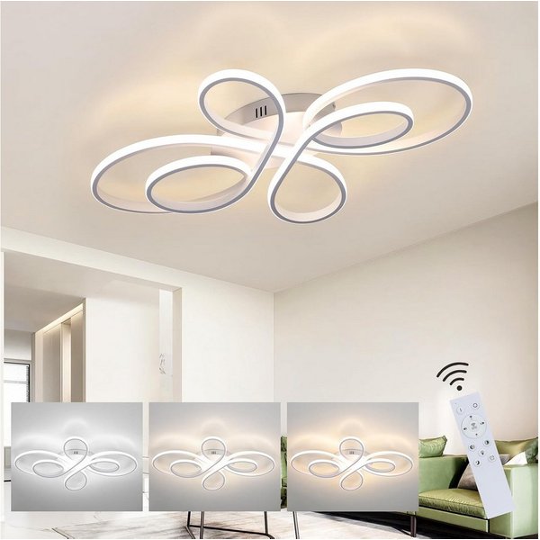 ZMH LED Deckenleuchte Wohnzimmer Modern Schmetterlingsform, dimmbar mit Fernbedienung, LED fest integriert, Warmweiß-Neutralweiß-Kaltweiß, moderne Deckenlampe f