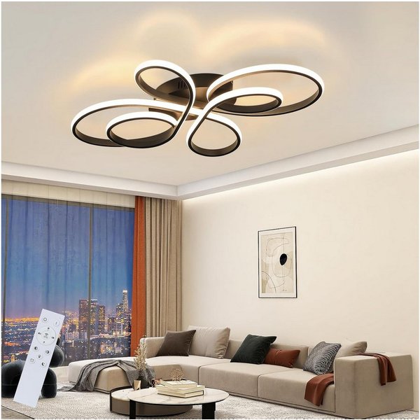 ZMH LED Deckenleuchte Wohnzimmer Modern Schmetterlingsform, dimmbar mit Fernbedienung, LED fest integriert, Warmweiß-Neutralweiß-Kaltweiß, moderne Deckenlampe f