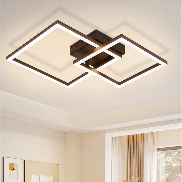 ZMH LED Deckenleuchte Wohnzimmer - Quadratisch Schwarz Eckig 3000K/4000K Deckenlampe Flur, LED fest integriert, Warmweiß