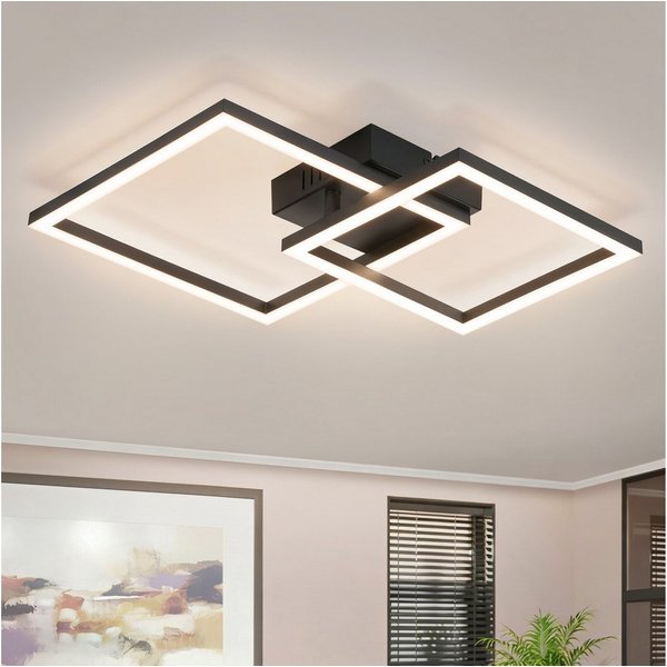 ZMH LED Deckenleuchte Wohnzimmer - Quadratisch Schwarz Eckig 3000K/4000K Deckenlampe Flur, LED fest integriert