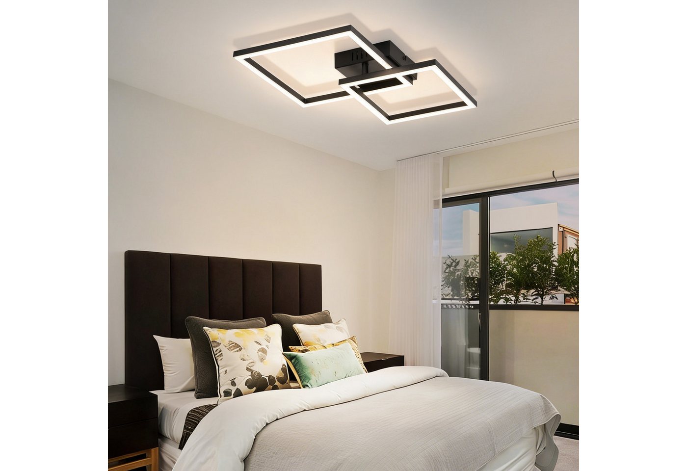 ZMH LED Deckenleuchte Wohnzimmer - Quadratisch Schwarz Eckig 3000K/4000K Deckenlampe Flur, LED fest integriert – Bild 3 von 5