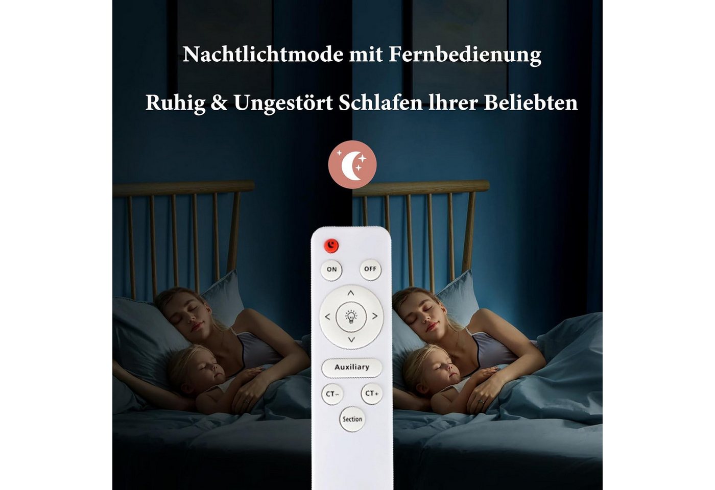 ZMH LED Deckenleuchte Wohnzimmer Rund Schwarz/Weiß Deckenlampe Flach Küchenlampe – Bild 5 von 5