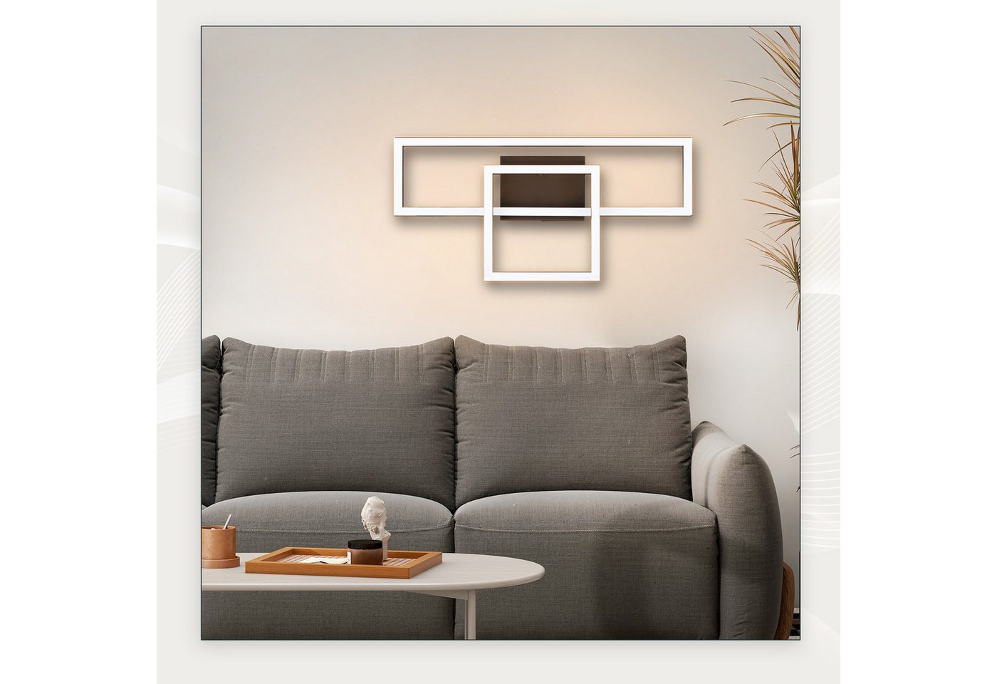 ZMH LED Deckenleuchte Wohnzimmer- Schwarz/Weiß 2 Rahmen 3000K Deckenlampe für Flur Küche – Bild 3 von 5