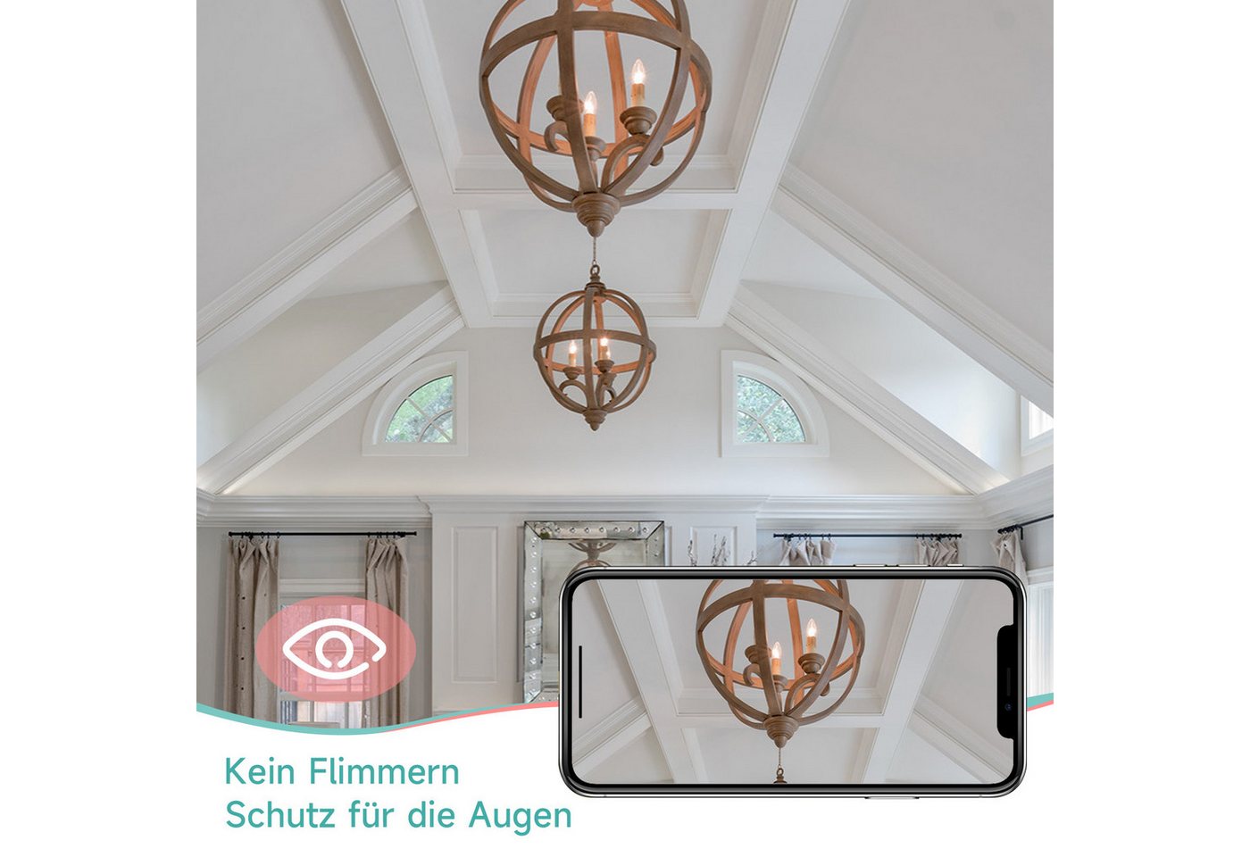 ZMH LED-Leuchtmittel C35 E14, LED Kerzenlampe 4 W, 2700 K warmweiß, Filament klar, E14, 12 St., Warmweiß, nicht dimmbar – Bild 5 von 5
