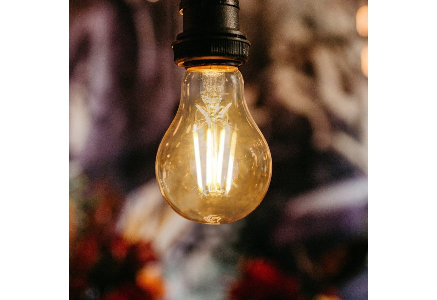 ZMH LED-Leuchtmittel E27 A60, Vintage Edison Glühbirne 4W, 2700K warmweiß, E27, 6 St., warmweiß, Filament klar, Retro LED-Lampe – Bild 5 von 5