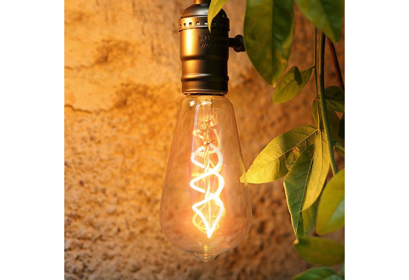 ZMH LED-Leuchtmittel Edison Glühbirne E27 ST64, 4 W, 2200 K extra warmweiß,nicht dimmbar, E27, 1 St., Warmweiß, bernsteinfarbenes Glas mit Filament, Vintage Lam – Bild 3 von 5