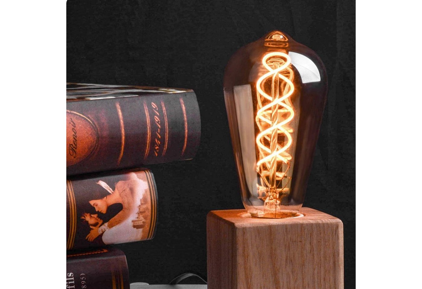 ZMH LED-Leuchtmittel Edison Glühbirne E27 ST64, 4 W, 2200 K extra warmweiß,nicht dimmbar, E27, 1 St., Warmweiß, bernsteinfarbenes Glas mit Filament, Vintage Lam – Bild 4 von 5