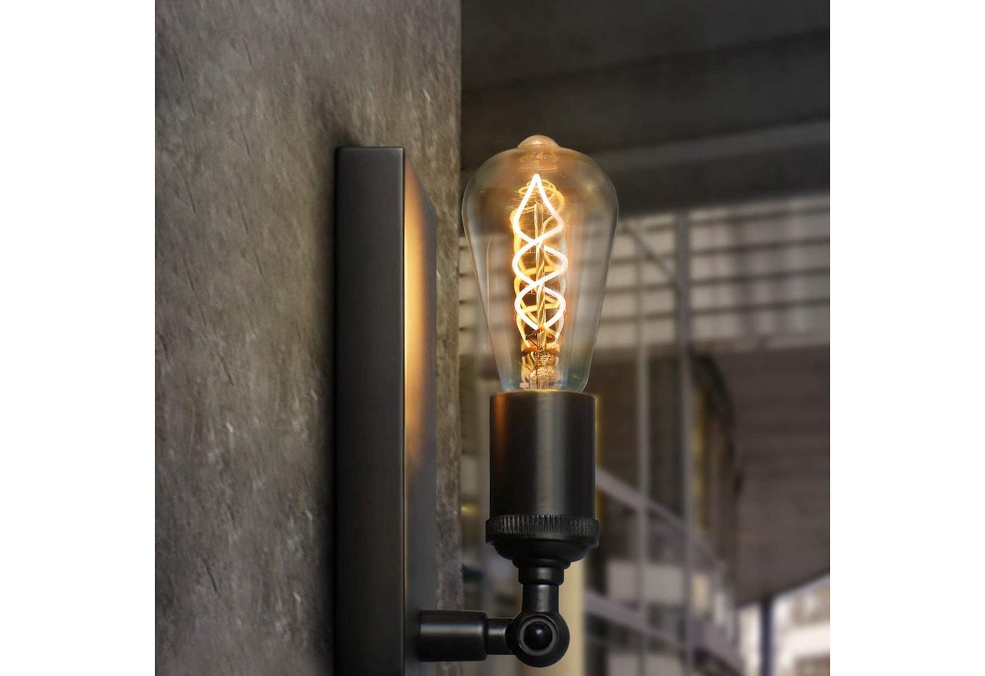 ZMH LED-Leuchtmittel Edison Glühbirne E27 ST64, 4 W, 2200 K extra warmweiß,nicht dimmbar, E27, 1 St., Warmweiß, bernsteinfarbenes Glas mit Filament, Vintage Lam – Bild 5 von 5