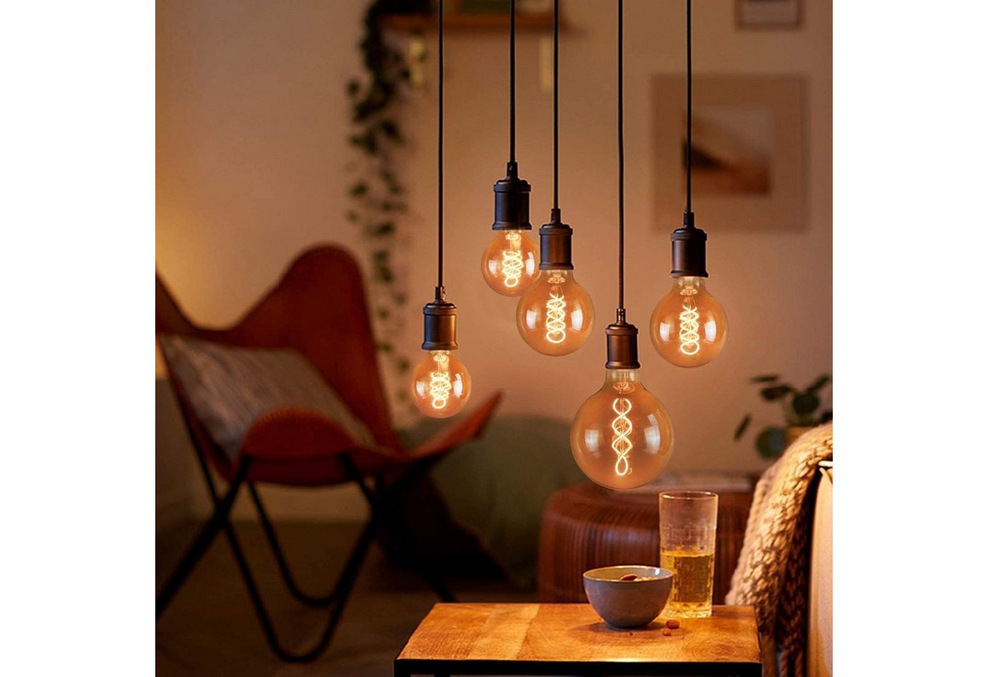 ZMH LED-Leuchtmittel G80 E27, 4 W, 150 lm, 2200 K extra warmweiß, E27, 3 St., Extra Warmweiß, Filament, Bernstein, nicht dimmbar – Bild 4 von 5