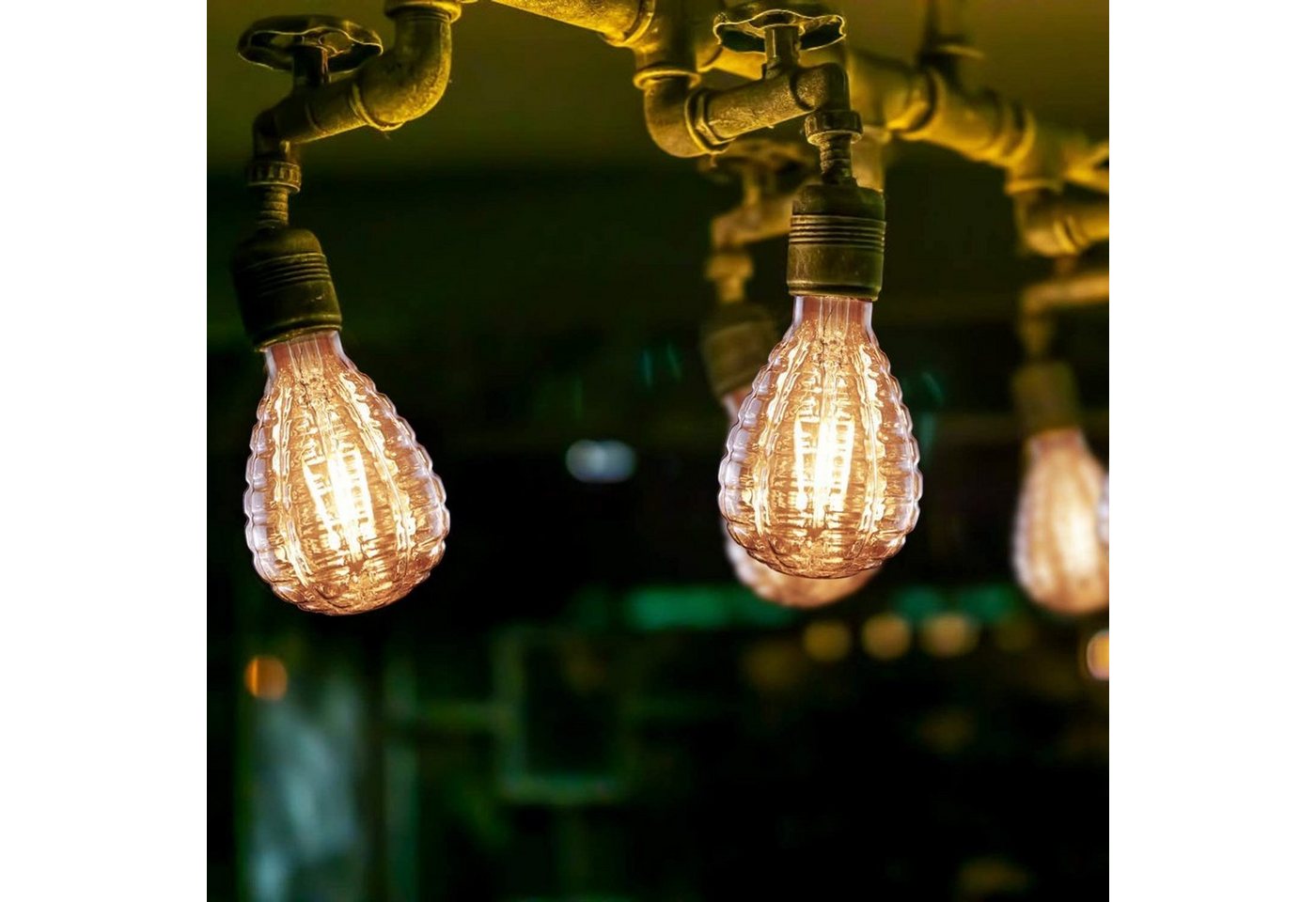 ZMH LED-Leuchtmittel Granatenform E27, LED Glühbirne 4 W, 300 lm, 2700 K warmweiß, E27, 1 St., Warmweiß, Vintage Filament, goldfarben, nicht dimmbar – Bild 2 von 5
