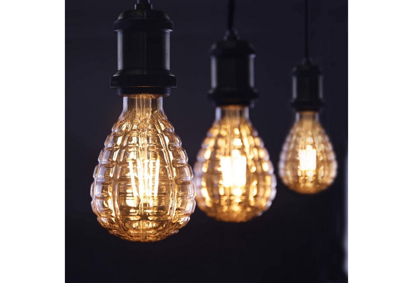 ZMH LED-Leuchtmittel Granatenform E27, LED Glühbirne 4 W, 300 lm, 2700 K warmweiß, E27, 1 St., Warmweiß, Vintage Filament, goldfarben, nicht dimmbar – Bild 5 von 5