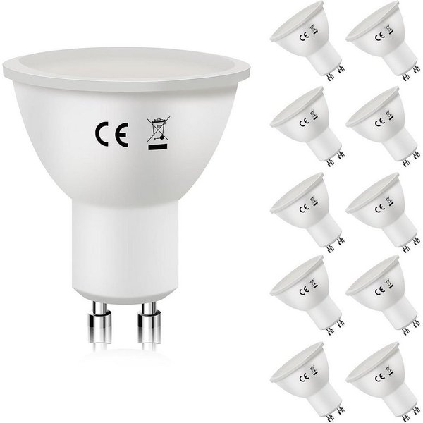 ZMH LED-Leuchtmittel GU10, LED-Spot mit 110° Abstrahlwinkel, nicht dimmbar, GU10, 10 St., Warmweiß, Reflektorlampe für Deckenleuchten