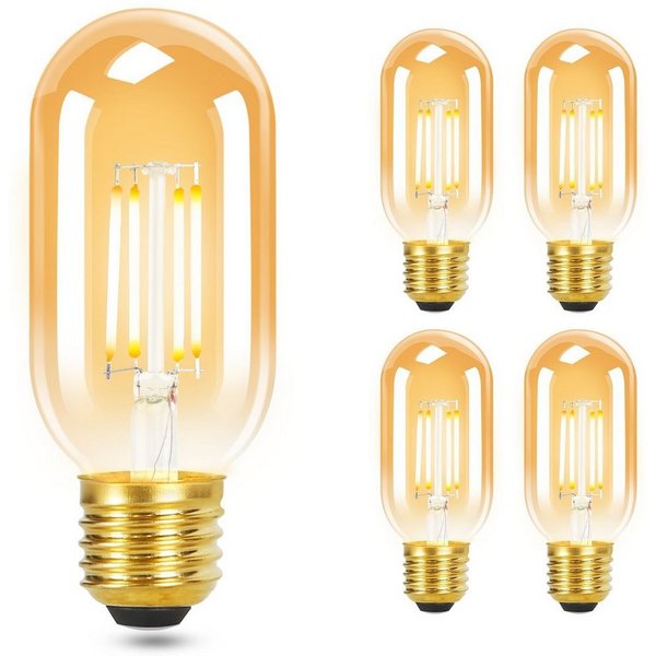 ZMH LED-Leuchtmittel T45 E27, LED Glühbirne 4 W, 2700 K warmweiß, E27, 4 St., 2700K, Vintage Filament, nicht dimmbar