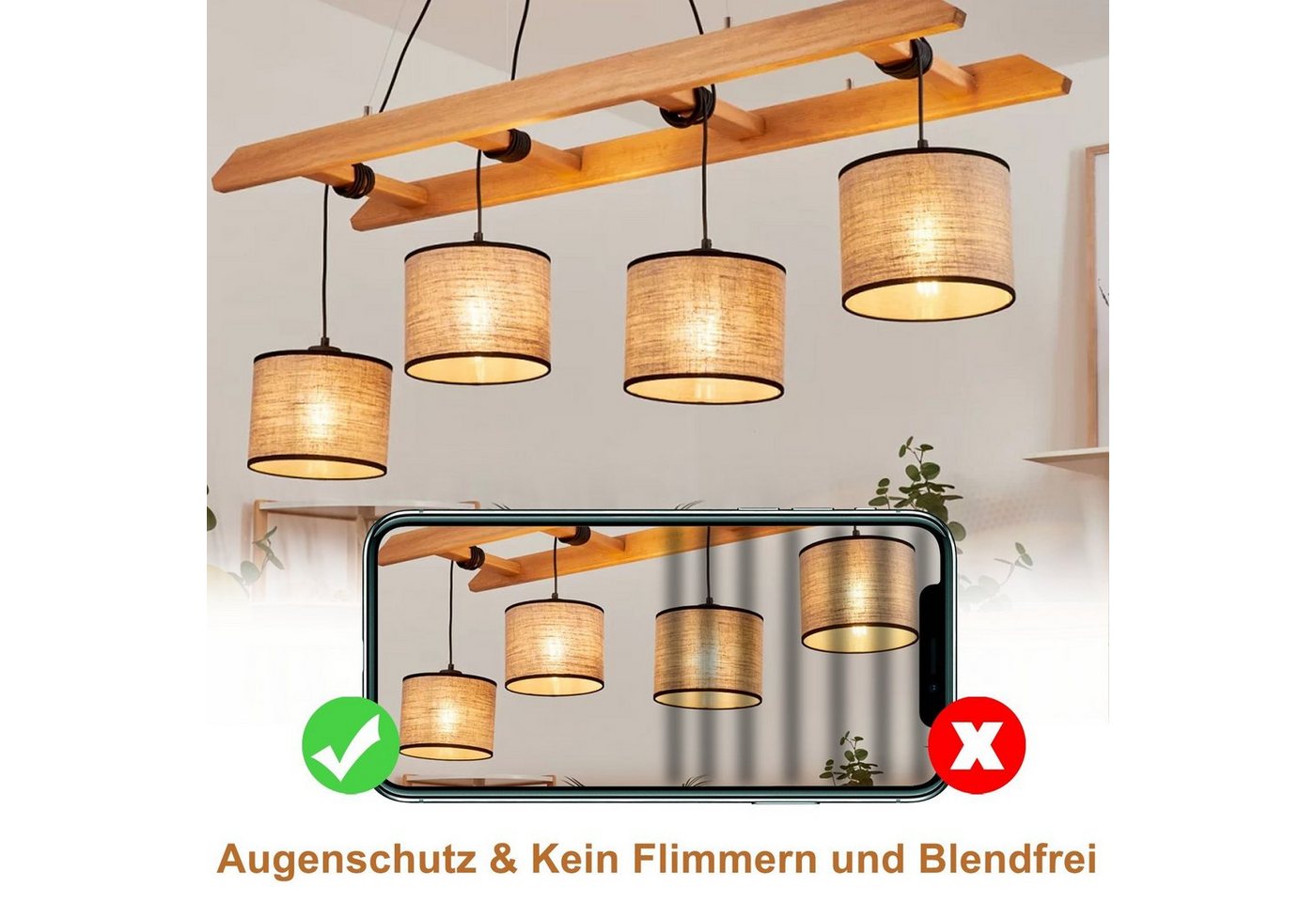 ZMH LED-Leuchtmittel T45 E27, LED Glühbirne 4 W, 2700 K warmweiß, E27, 4 St., 2700K, Vintage Filament, nicht dimmbar – Bild 4 von 5