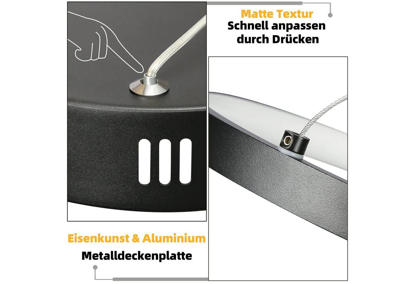 ZMH LED Pendelleuchte Esstisch 88 cm, 4-Ring Hängeleuchte und Hängelampe, dimmbar, LED fest integriert, warmweiß-kaltweiß, höhenverstellbar,mit Fernbedienung – Bild 5 von 5