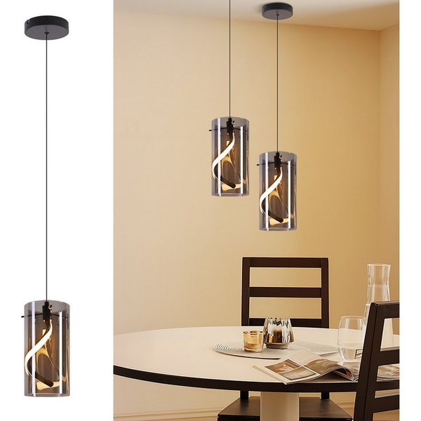 ZMH LED Pendelleuchte Esstisch Hängelampe Modern 3000K Hängeleuchte Glas 1/3 Flammig, LED fest integriert, Warmweiß, 11W Schwarz Pendellampe für Wohnzimmer Essz