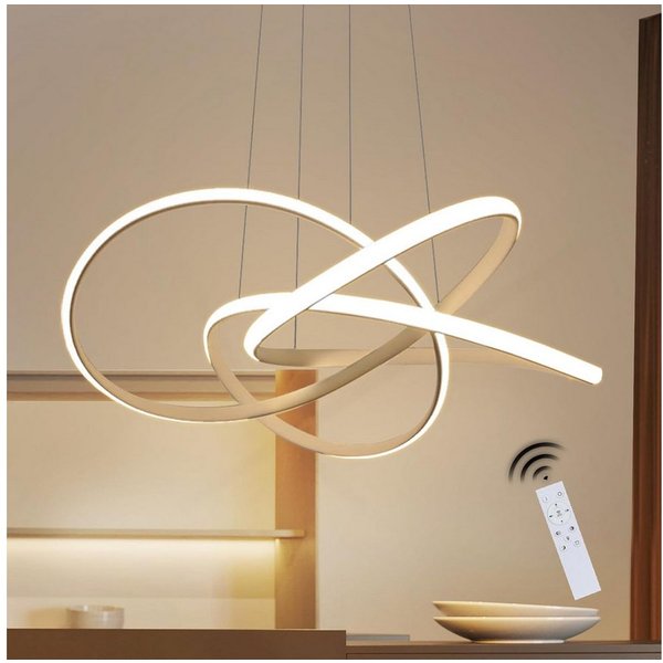 ZMH LED Pendelleuchte Höhenverstellbar 62W Ring Kronleuchter Fernbedienung Schlafzimmer, LED fest integriert, 3000-6500k, Ø62cm Ringe Kronleuchter Pendant Lamp 