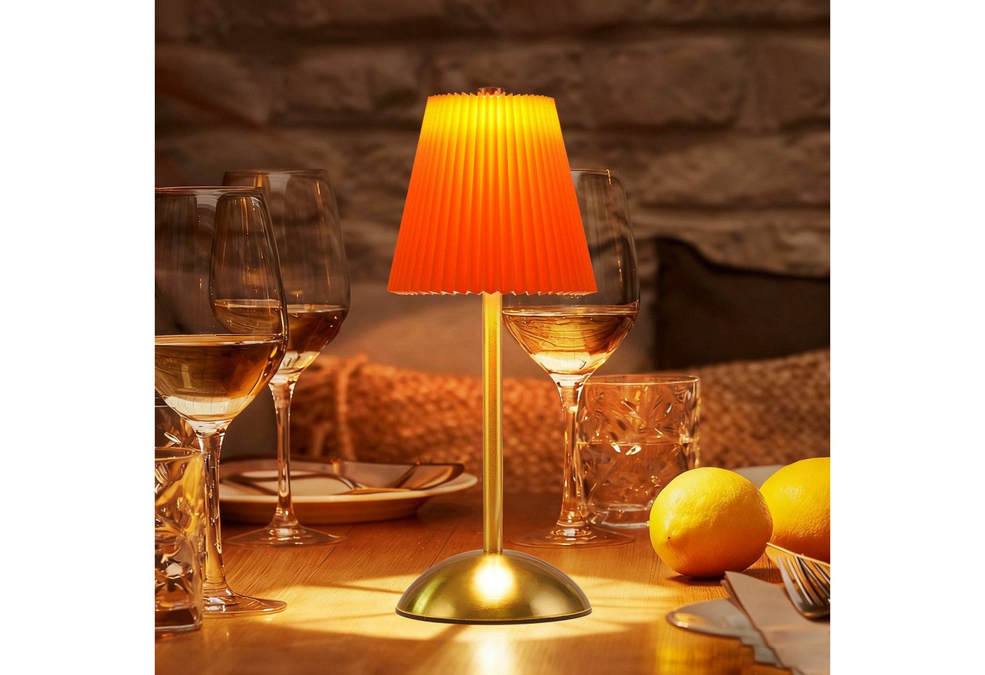 ZMH LED Tischleuchte 2er-Set, kabellose Akku-Nachttischlampe mit Stoffschirm, 3 Lichtfarben, LED fest integriert, 3000-6500K, Touch dimmbar, USB-C – Bild 3 von 5