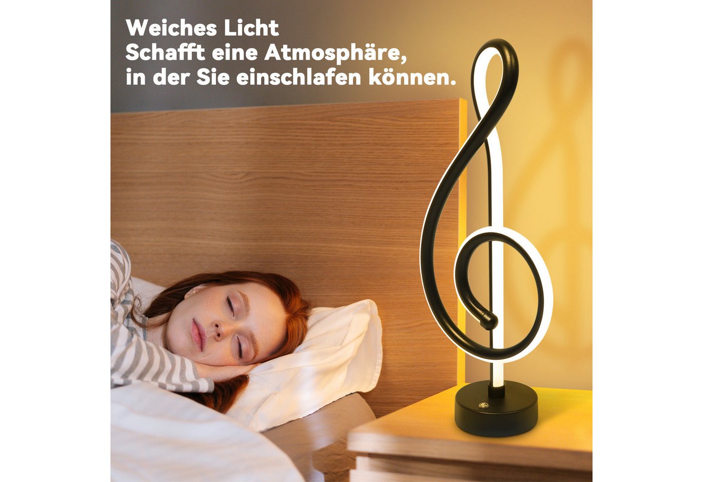 ZMH LED Tischleuchte kabellos, G-förmige Akku-Nachttischlampe mit Touch-Dimmer, 3 Farbtemperaturen 3000/4500/6500 K, USB-C-aufladbar, LED fest integriert, 3000- – Bild 4 von 5
