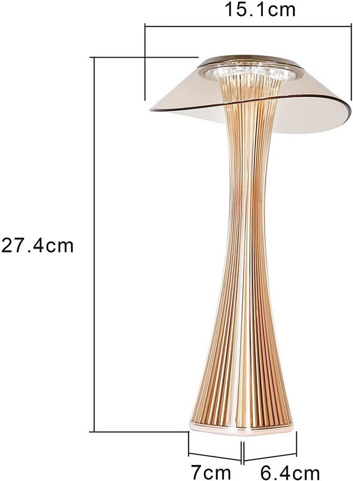 ZMH Nachttischlampe Akku,kabellose LED-Tischleuchte mit Touch-Dimmer, 3 Helligkeitsstufen, LED fest integriert, USB-aufladbar, dekorative Nachtleuchte für Schla – Bild 4 von 5