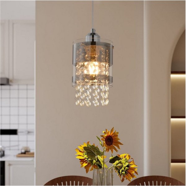 ZMH Pendelleuchte E27 Kristall, Hängeleuchte für Esstisch, Kristalllampe, höhenverstellbar bis 150 cm, ohne Leuchtmittel, Esszimmerlampe für Wohnzimmer Küche