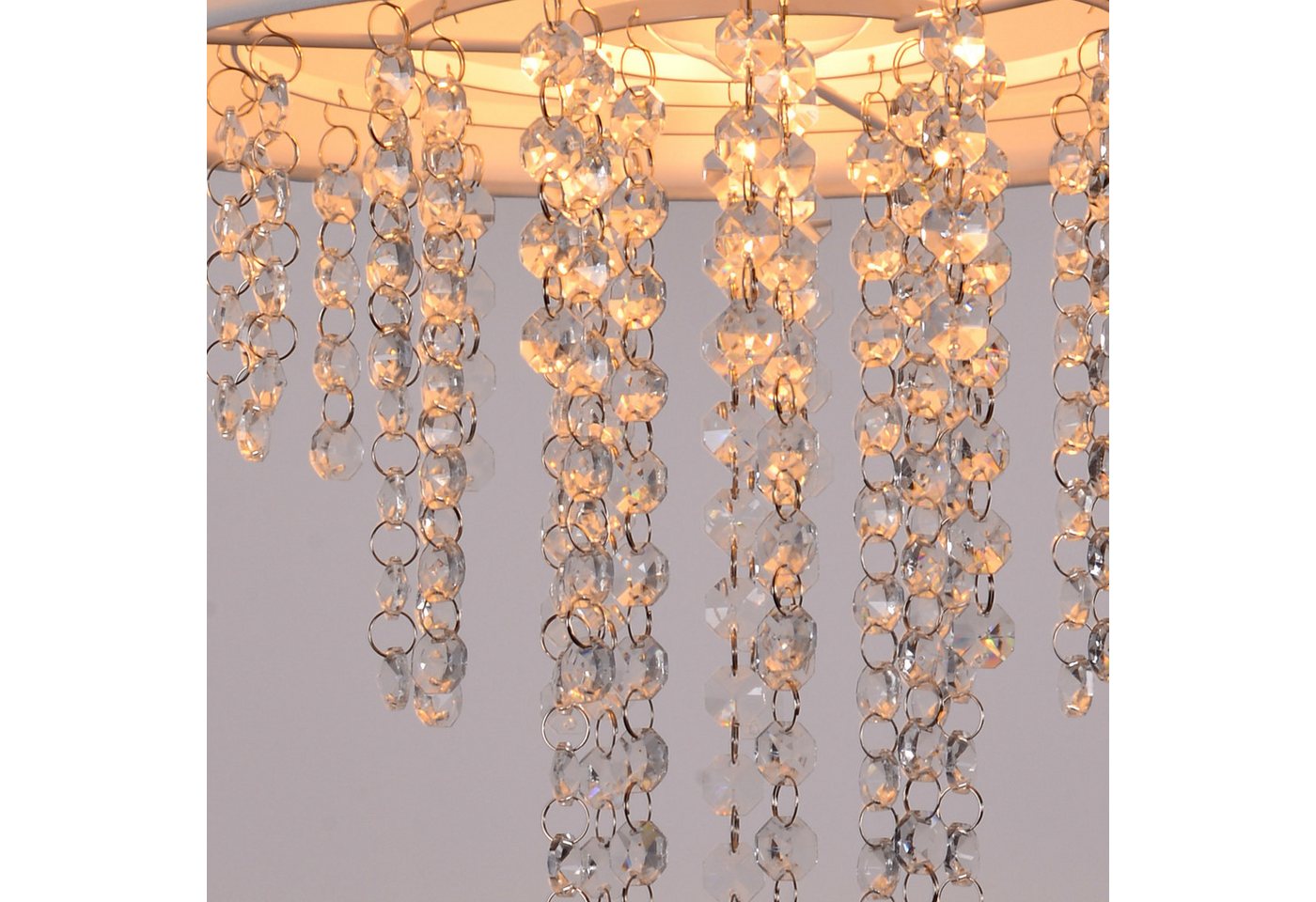 ZMH Pendelleuchte Esszimmer E27 Modern Kristall Stoff Hängeleuchte Wohnzimmer Flur, ohne Leuchtmittel, 192CM Höhenverstellbar Hängend Pendellampe Schlafzimmer – Bild 5 von 5