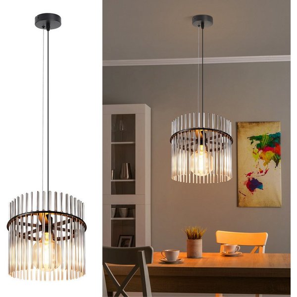 ZMH Pendelleuchte Glas, 1-flammige Esstischlampe E27, höhenverstellbare Hängeleuchte, ohne Leuchtmittel, für Esszimmer, Küche und Schlafzimmer