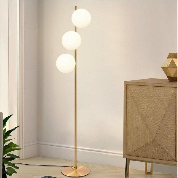 ZMH Stehlampe Wohnzimmer Glas Vintage 3-flammig E27 Stehleuchte Schlafzimmer, ohne Leuchtmittel, Metall & Glas,dekoration wohnzimmer,leselampe für Esszimmer