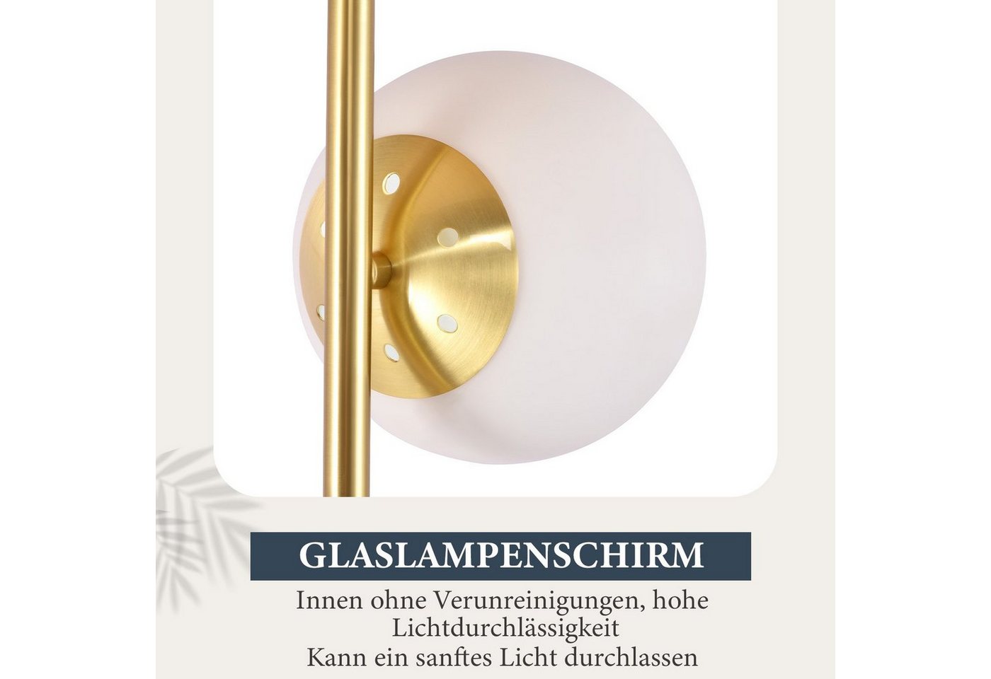 ZMH Stehlampe Wohnzimmer Glas Vintage 3-flammig E27 Stehleuchte Schlafzimmer, ohne Leuchtmittel, Metall & Glas,dekoration wohnzimmer,leselampe für Esszimmer – Bild 5 von 5
