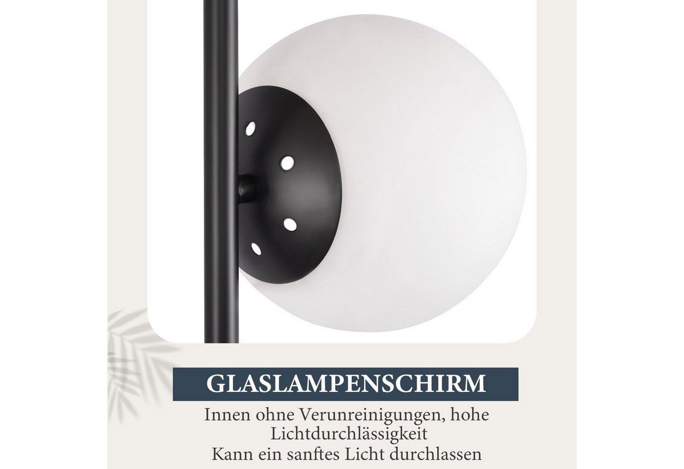 ZMH Stehlampe Wohnzimmer Glas Vintage 3-flammig E27 Stehleuchte Schlafzimmer, ohne Leuchtmittel, Metall & Glas,dekoration wohnzimmer,leselampe für Esszimmer – Bild 5 von 5