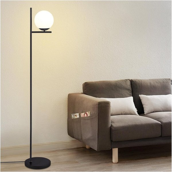 ZMH Stehlampe Wohnzimmer Gold/Schwarz Vintage 1-flammig E27 Glas Schlafzimmer Flur, ohne Leuchtmittel, Metall & Glas,Vintage Bodenlampe für Wohnzimmer Schlafzim