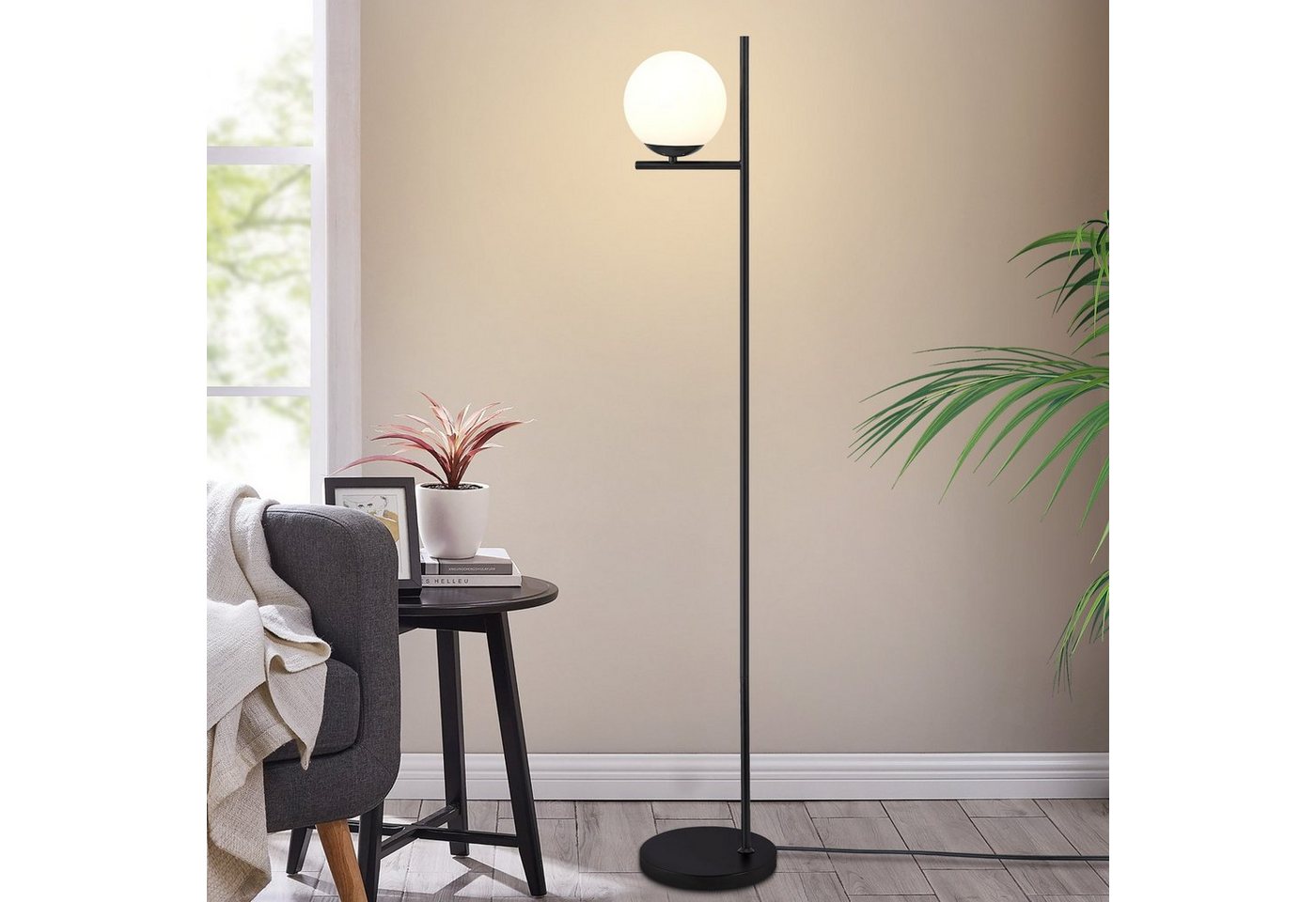 ZMH Stehlampe Wohnzimmer Gold/Schwarz Vintage 1-flammig E27 Glas Schlafzimmer Flur, ohne Leuchtmittel, Metall & Glas,Vintage Bodenlampe für Wohnzimmer Schlafzim – Bild 3 von 5