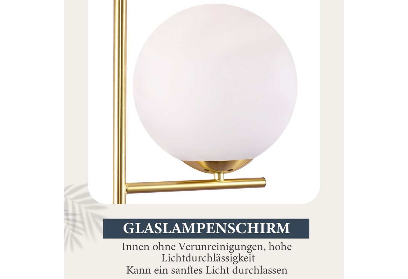 ZMH Stehlampe Wohnzimmer Gold/Schwarz Vintage 1-flammig E27 Glas Schlafzimmer Flur, ohne Leuchtmittel, Metall & Glas,Vintage Bodenlampe für Wohnzimmer Schlafzim – Bild 5 von 5