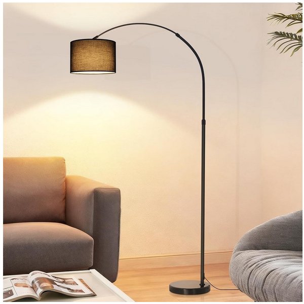 ZMH Stehlampe Wohnzimmer E27 Stehleuchte Stoffschirm Bogenlampe Schlafzimmer, ohne Leuchtmittel, Metall & Stoff,für Wohnzimmer, Schlafzimmer und Leseecke