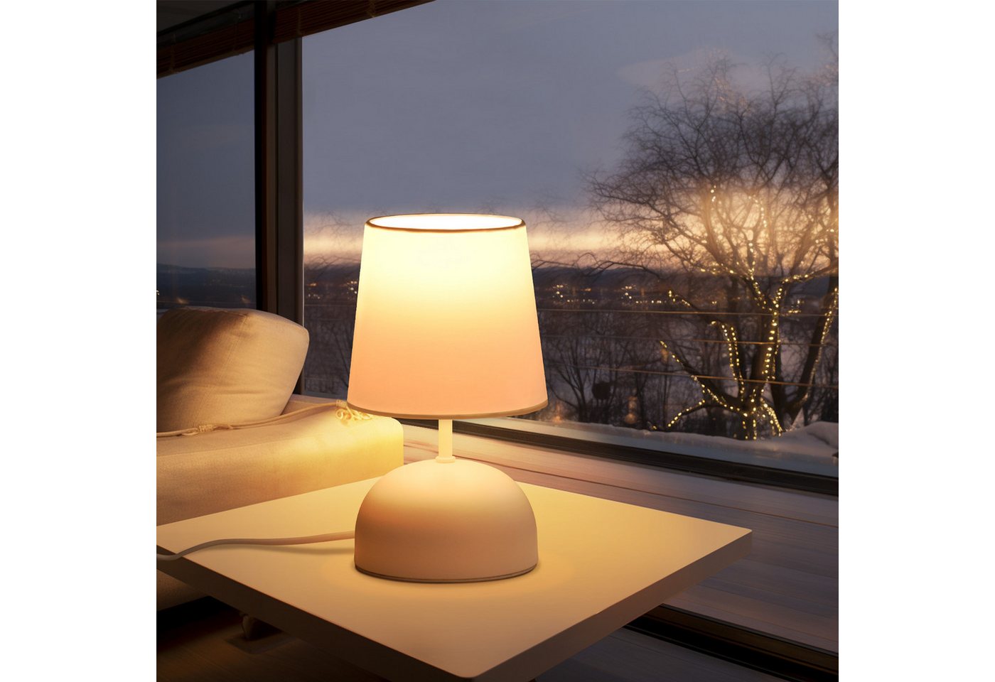 ZMH Tischleuchte 2er-Set, kleine Nachttischlampe mit Stoffschirm und Kabel, E14, ohne Leuchtmittel, 24,5 cm, für Schlafzimmer und Wohnzimmer – Bild 4 von 5