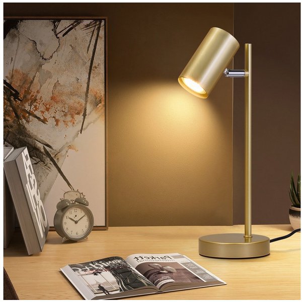 ZMH Tischleuchte GU10,schwenkbare Tischlampe mit 350° Drehbereich, 90° neigbar, ohne Leuchtmittel, für Schreibtisch, Nachttisch und Arbeitszimmer