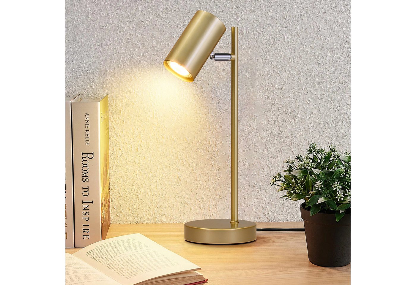 ZMH Tischleuchte GU10,schwenkbare Tischlampe mit 350° Drehbereich, 90° neigbar, ohne Leuchtmittel, für Schreibtisch, Nachttisch und Arbeitszimmer – Bild 2 von 5