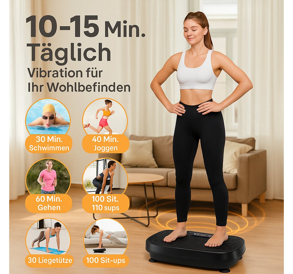 ZMH Vibrationsplatte Trainingsgerät, Angetriebene Vibrationsplattform bis 150/200kg, 200 W, 199 Intensitätsstufen, für Ganzkörpertraining, Fettverbrennung und M – Bild 2 von 5