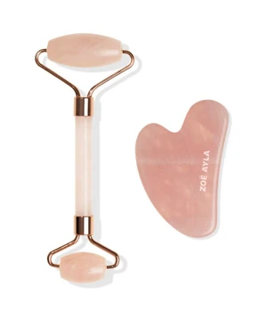 Zoë Ayla Gua Sha Therapy Gua Sha and Roller Set - Rose Quartz Gesichtspflegeset · 1 Stk