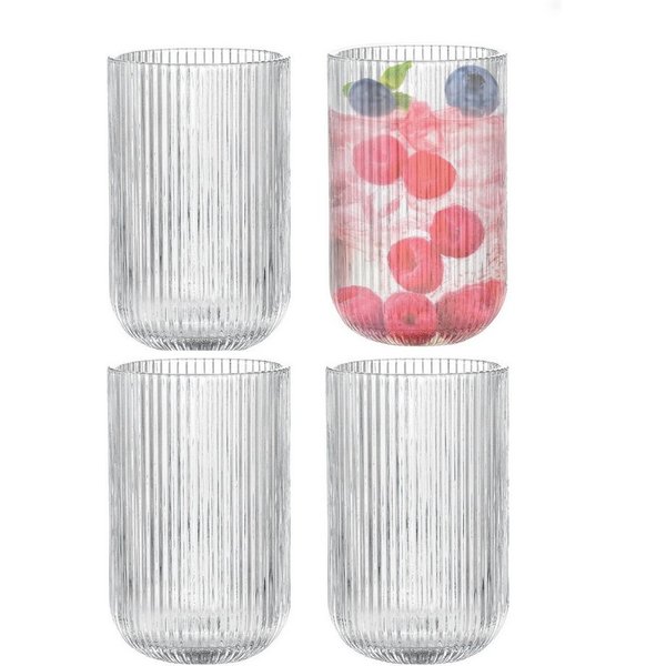 Zoha Gläser-Set Relief Crystal Glas Set - Latte Macchiato Tee Softdrink, 4-tlg., Glas, Hitzebeständig - verschiedene Größen
