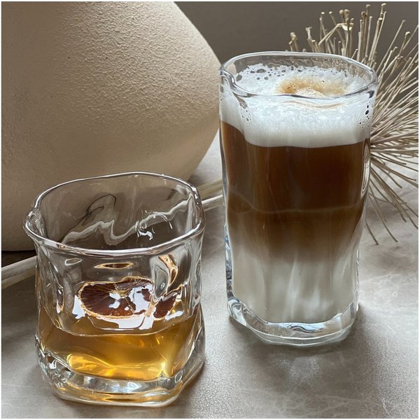 Zoha Glas Diamond Clear Glas Trinkgläser Cocktailgläser, 4-tlg., Glas, Hitzebeständig Eiskaffeegläser Tee Wasser Saft Kaffee