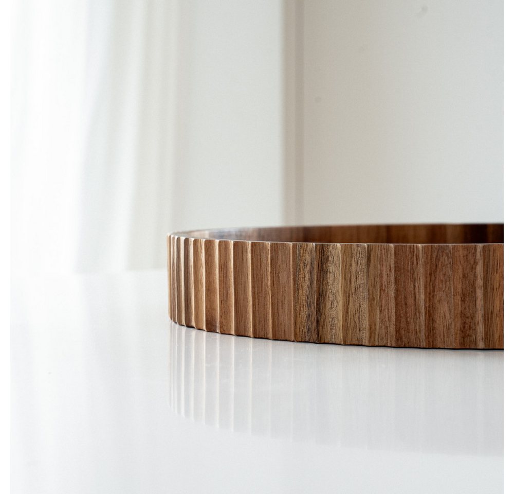 Zoha Servierschale Stripe Schüssel - Handgefertigte Akazienholz Schale für Dips, Snacks, (1-tlg), Handgefertigtes Akazienholz – Bild 3 von 5