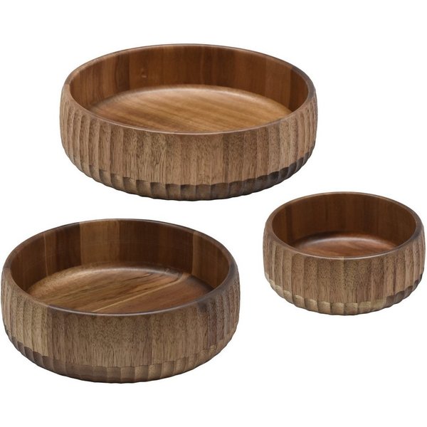 Zoha Servierschale Stripe Schüssel - Handgefertigte Akazienholz Schale für Dips, Snacks, (3-tlg), Handgefertigtes Akazienholz