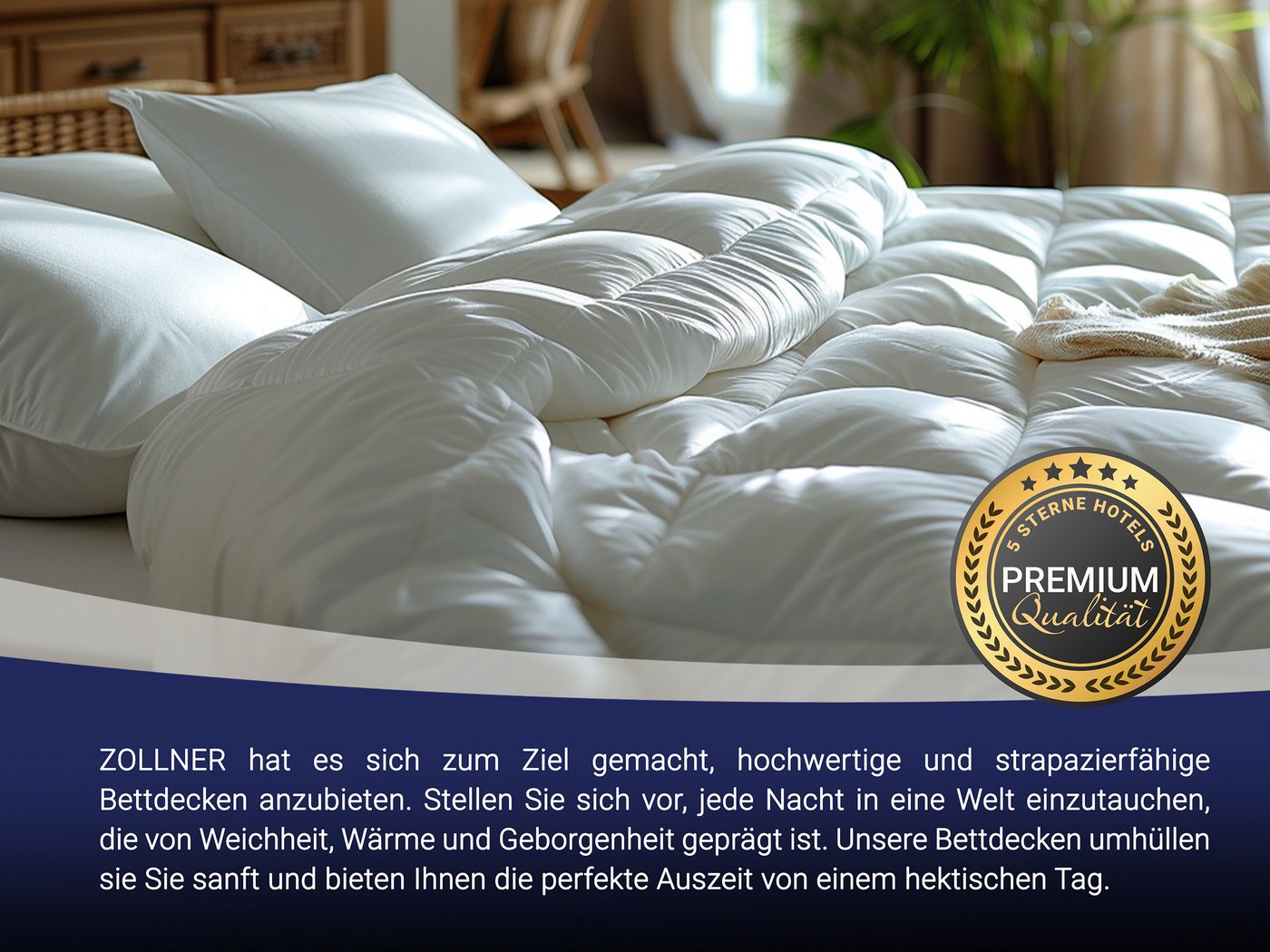 ZOLLNER 4-Jahreszeitenbett, 135 x 200 cm, 100% Polyester, vom Hotelwäschespezialisten – Bild 4 von 5