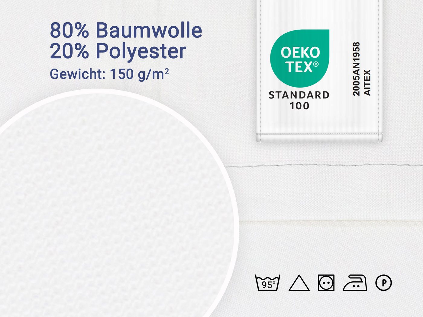 ZOLLNER Betttuch, Mischgewebe, Gummizug: ohne, (1 Stück), 160 x 280 cm, 80% Baumwolle, 20% Polyester, vom Hotelwäschespezialist – Bild 5 von 5