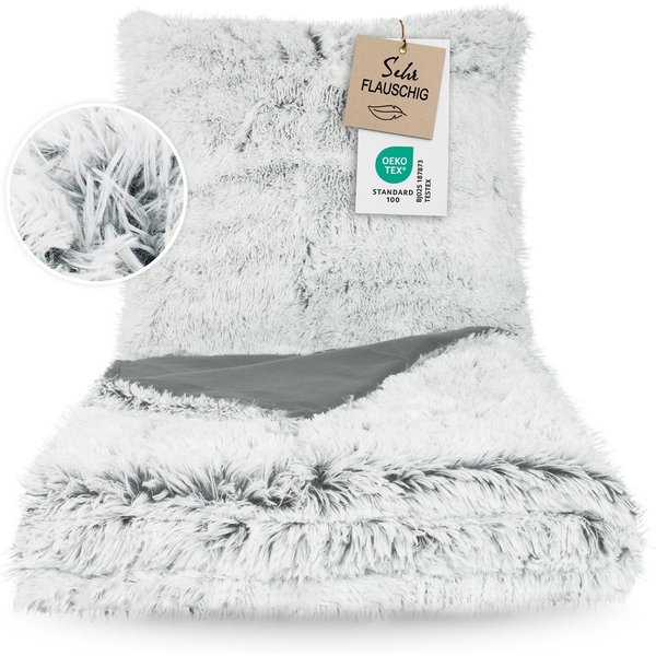 ZOLLNER Bettwäsche, Mikrofaser, 2 teilig, 100% Polyester, extra flauschige Felloptik, warm