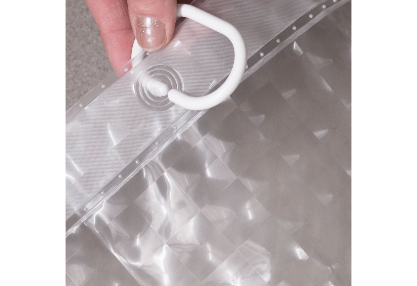 ZOLLNER Duschvorhang Breite 180 cm (Set), 100% Polyester, Anti-Schimmel-Effekt – Bild 5 von 5