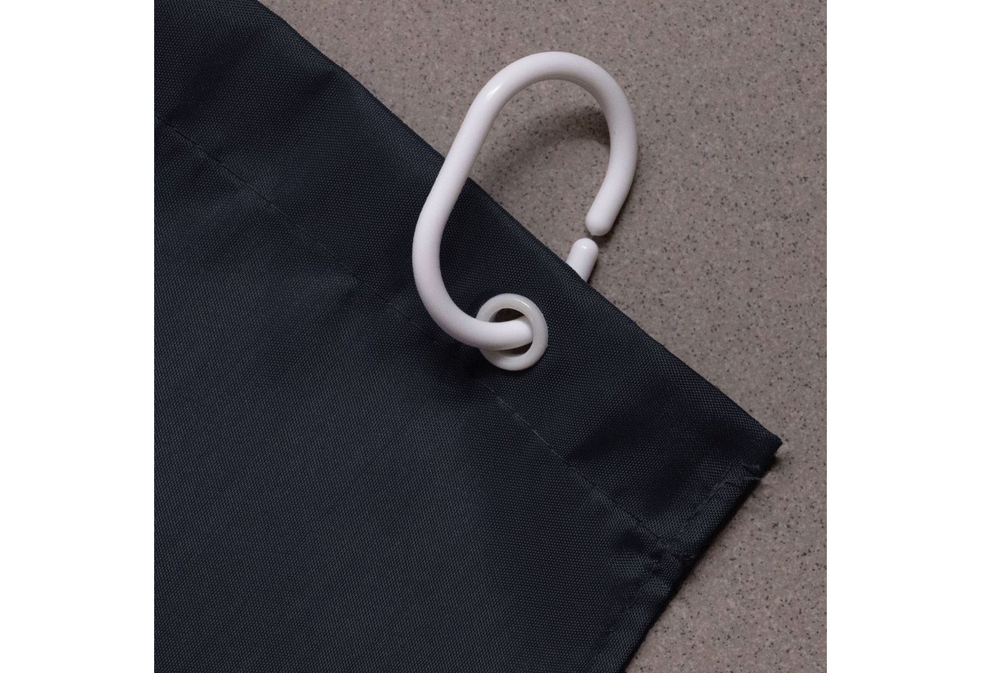 ZOLLNER Duschvorhang Breite 180 cm (Set), 100% Polyester, Anti-Schimmel-Effekt – Bild 5 von 5