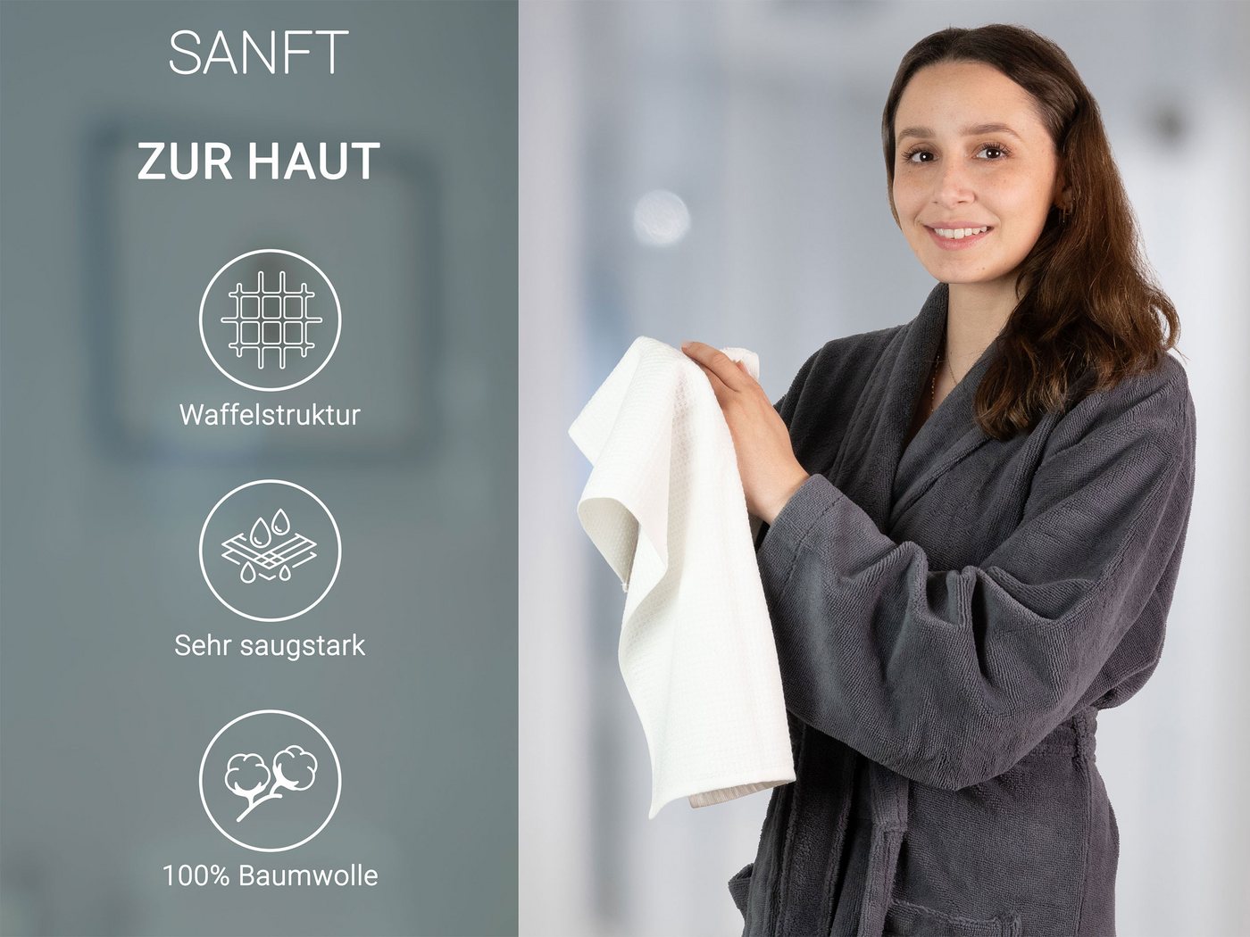 ZOLLNER Gästehandtücher, Waffelpique (10-St), 30 x 50 cm, 100% Baumwolle, vom Hotelwäschespezialisten, Waffelpique – Bild 3 von 5