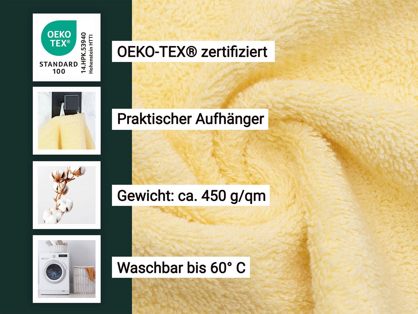 ZOLLNER Gästehandtücher, Walkfrottier (10-St), 30 x 50 cm, 100% Baumwolle, mit 2 Bordürenstreifen – Bild 3 von 5
